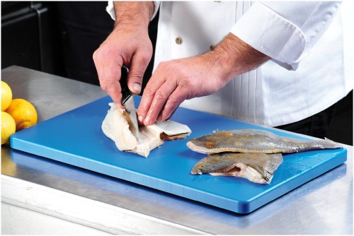 KESPER Kunststoff-Schneidebrett HACCP-Konzept, blau-Fisch