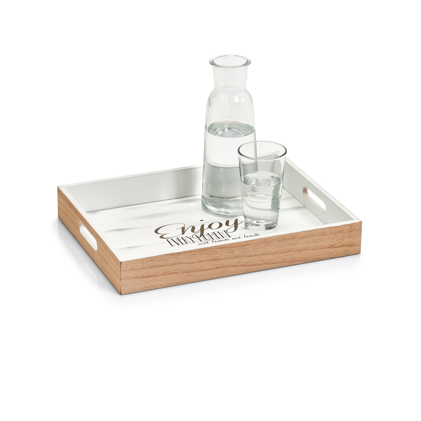 Tablett, Poliniaholz gekalkt, 40x30x5,5 cm. Farbe: weiß. Dieses moderne und robuste Tablett wurde aus hochwertigem Poloniaholz gefertigt und
