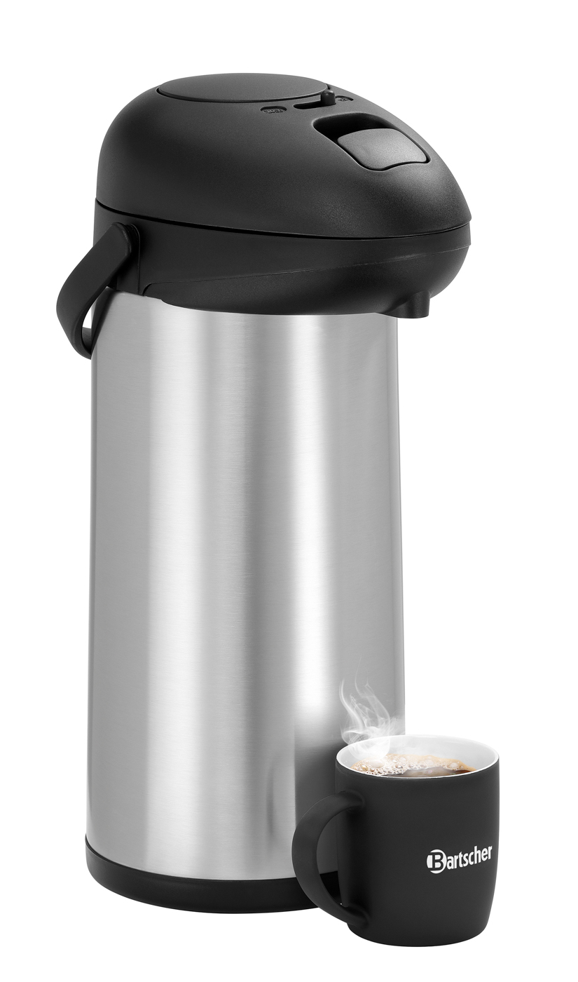 Bartscher Isolierpumpkanne 5L | Ausgelegt für: Heiße Getränke ,Kaffeemaschinen, lichte Höhe min. 370 mm | Maße: 18,1 x 24,5 x 428 cm. Gewicht: 2,4