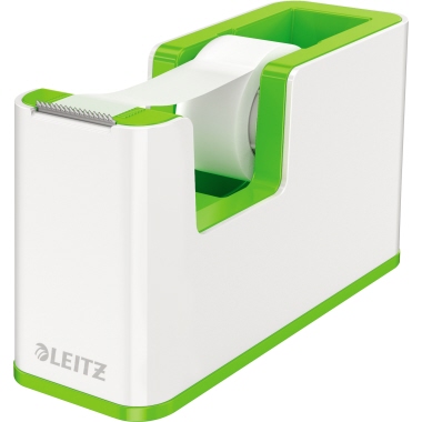 Leitz Tischabroller WOW Duo Colour 19 mm x 33 m (B x L) inkl. Klebefilm mit Lösungsmittel grün/weiß, Maße: 5,1 x 7,6 x