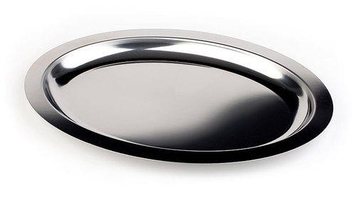 Tablett -FINESSE- 42 x 30 cm, H: 2,5 cm 18/0 Edelstahl oval, glatter Rand spülmaschinengeeignet stapelbar