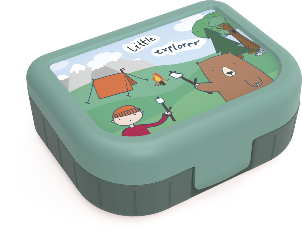 Rotho Snackbox MEMORY KIDS, Design: Explorer Jungen, mit Verschluss-Clip, Inhalt: 1 Liter, BPA frei,
