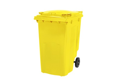 SARO 2 Rad Müllgroßbehälter 240 Liter -gelb-Modell MGB240GE Made in Europe - Müllgroßbehälter mit scharnierendem Flachdeckel