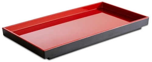 GN 1/3 Tablett -ASIA PLUS- 32,5 x 17,6 cm, H: 3 cm Melamin innen: rot, glänzend außen: schwarz, matt spülmaschinengeeignet