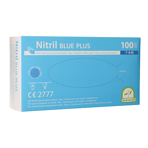 100 "Medi-Inn®" Handschuhe, Nitril puderfrei "Blue Plus" blau Größe M von Medi-Inn®