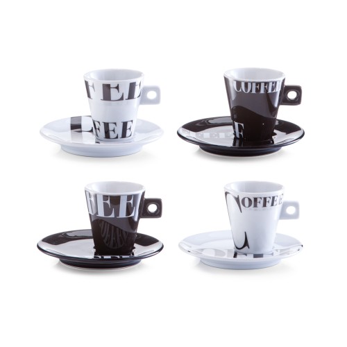 Zeller Espresso-Set, 8-tlg., Coffee style, Porzellan