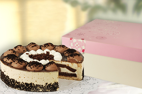15 Tortenkartons, mit Deckel, Pappe eckig 30 cm x 30 cm x 13 cm weiss/rosa "Lovely Flowers" von PAPSTAR