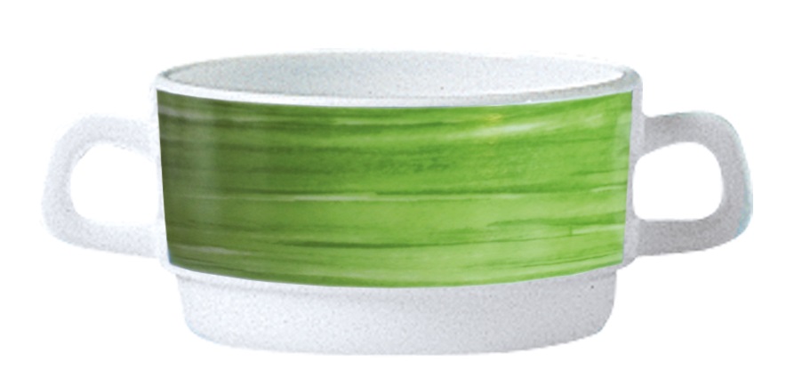Suppenobertasse 32 cl stapelbar aus Opalglas Form Brush - Green / Grün von Arcoroc Arcoroc