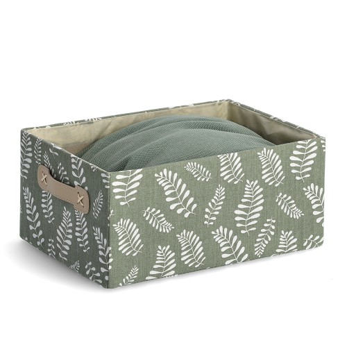 Aufbewahrungsbox "Leaves", Baumwolle/Polyester / Maße: 36x26x16,5 cm klappbar, grün