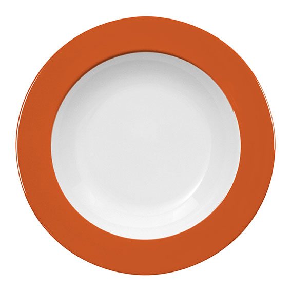 Teller tief 30 cm - Form: Table Selection - Dekor, 66276 orange-braun - aus Porzellan. Hersteller:, Eschenbach. "Made in Germany".