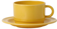 WACA Kaffeeuntertasse COLORA in gelb, aus Melamin. Durchmesser: 14 cm.