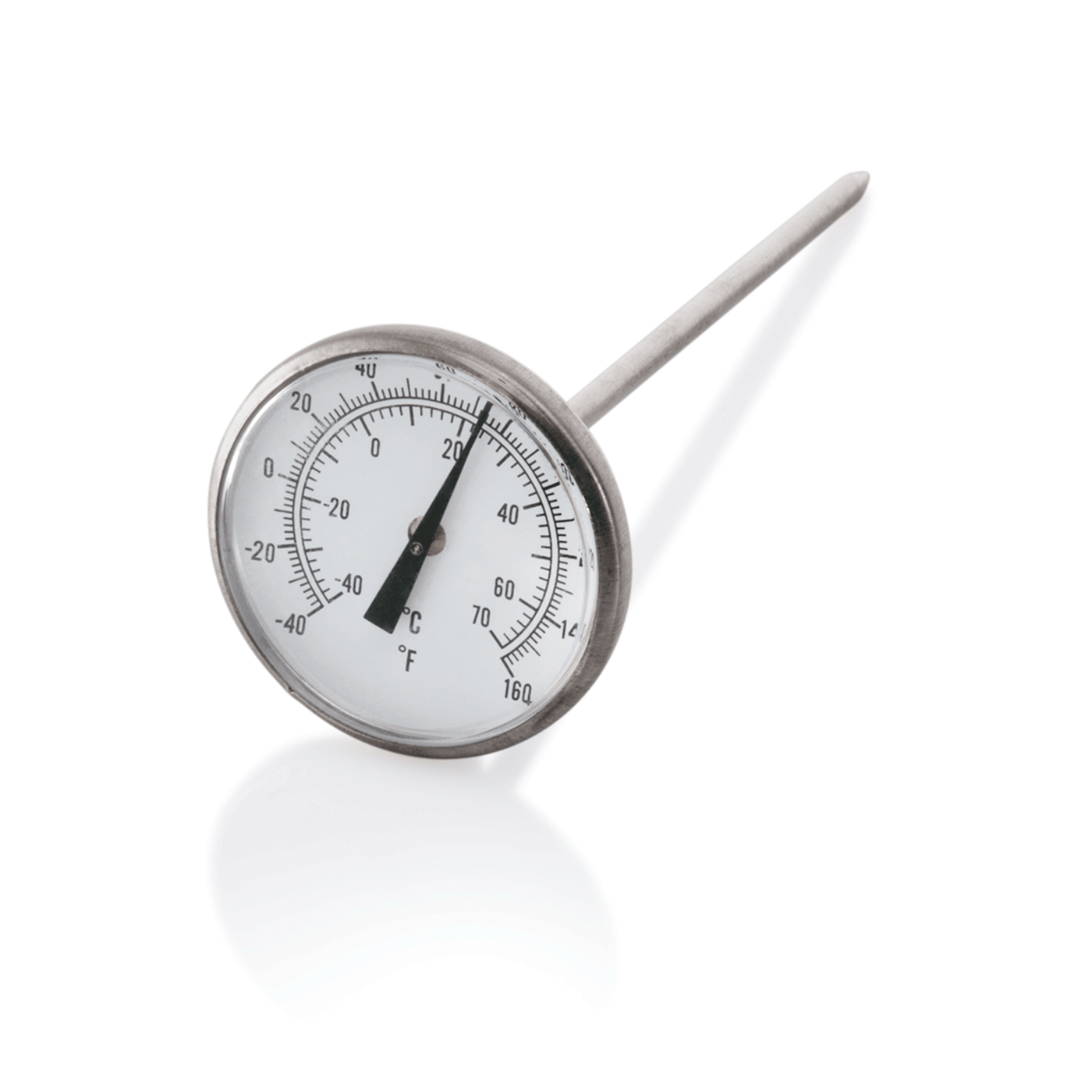 Einstechthermometer. Einstechtiefe 12,5 cm. Temperaturmessbereich -40 °C ~ 70 °C, -40 °F