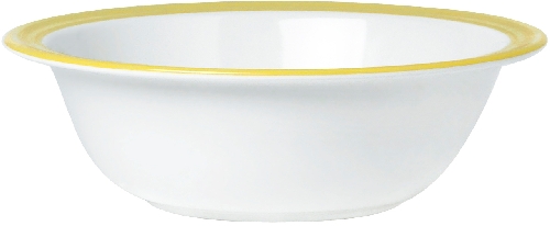 WACA Schüssel BISTRO in weiß-gelb, aus Melamin. Durchmesser: 20,5 cm. Kapazität: 1,05 l.