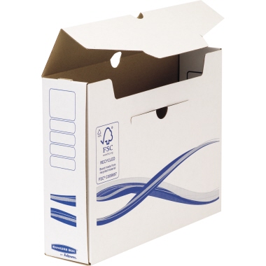 Bankers Box® Archivschachtel Basic 8 x 25,5 x 34 cm, (BxHxT), A4, DIN A4 Überbreite mit Archivdruck, Karton recycelt, Inhalt: 25 Stück