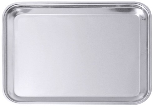 Tablett aus Edelstahl 18/10, hochglänzend poliert, mit gebördeltem Rand, schwere Qualität Länge: 42 cm, Breite: 32 cm,