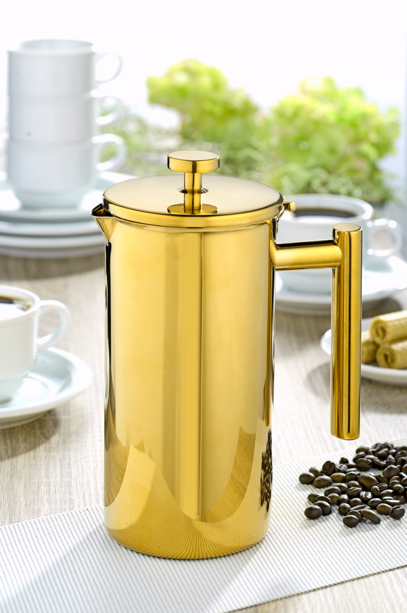 Kaffeekanne STRATFORD, Edelstahl, 1 Liter, mit goldfarbener PVD-Beschichtung