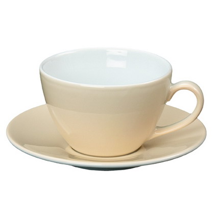 Milchkaffee-Tasse, mit Untertasse, Inhalt 0,32 ltr., beige,