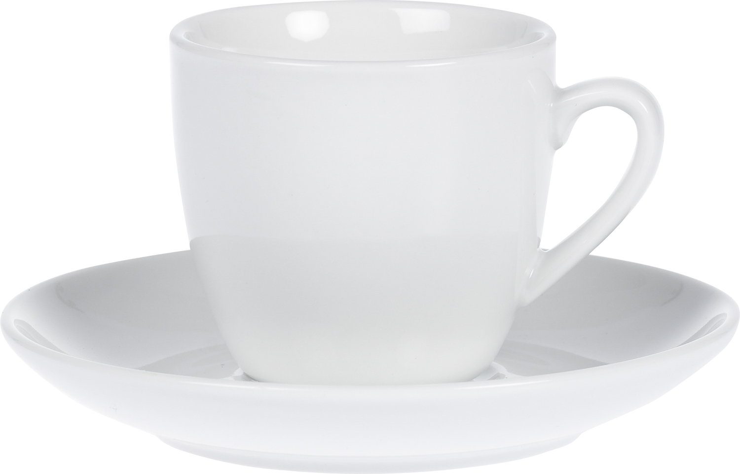 Espresso-Tasse - Inhalt 0,10 ltr - mit Untertasse - Form BISTRO - UNI WEISS - Henkelform rund, Höhe 5,8 cm