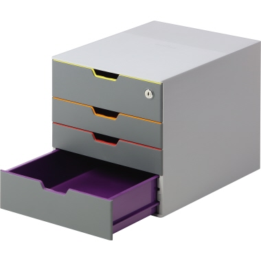 DURABLE Schubladenbox VARICOLOR® Safe 4 Schubfächer DIN A4, DIN C4, Folio, Letter ABS Kunststoff Gehäusefarbe: grau Farbe der