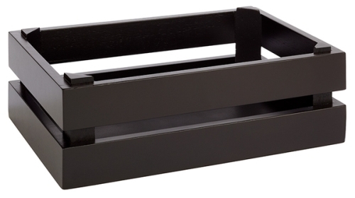 Holzbox -SUPERBOX- 29 x 18,5 cm, H: 10,5 cm Akazienholz, schwarz passend zu GN 1/4 nicht spülmaschinengeeignet stapelbar
