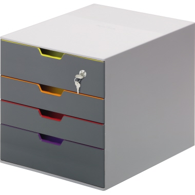 DURABLE Schubladenbox VARICOLOR® Safe 4 Schubfächer DIN A4, DIN C4, Folio, Letter ABS Kunststoff Gehäusefarbe: grau Farbe der