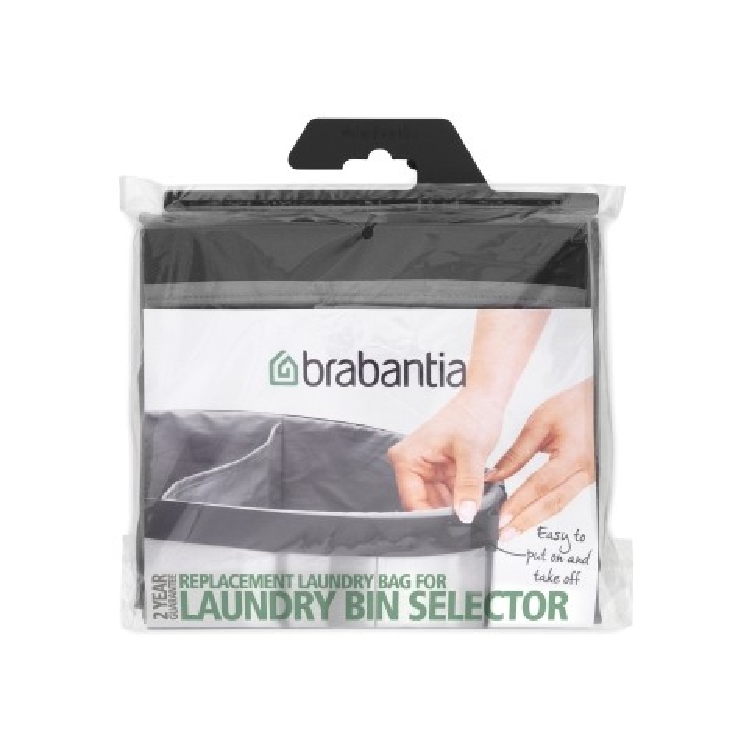 Brabantia Ersatzwäschesack für Wäschebox, Selector (mit Unterteilung), grau, Inhalt: 55 l, Höhe: 60 cm, Breite: 40cm, Tiefe: 40 cm.