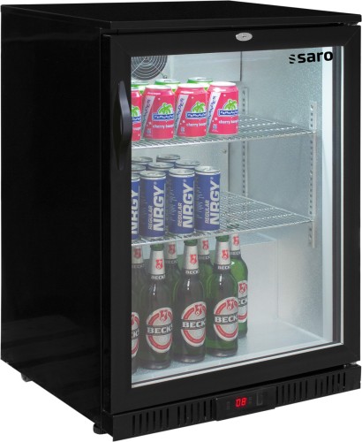 SARO Barkühlschrank mit 1 Tür, Modell BC 138 - Material: (Gehäuse) Stahl einbrennlackiert, schwarz; (Innenraum) Leichtmetall: Aluminium -