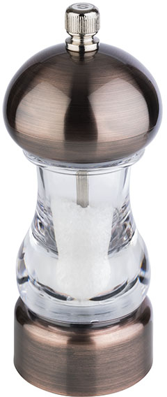 Salzmühle -COPPER- Ø 6 cm, H: 15 cm Acryl, ABS Farbe: Kupfer / transparent Mahlwerk aus Edelstahl Mahlgrad stufenlos