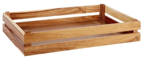 Holzbox -SUPERBOX- 55,5 x 35 cm, H: 10,5 cm Akazienholz passend zu GN 1/1 nicht spülmaschinengeeignet stapelbar Farbe: Braun