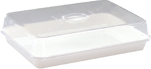 WACA Frischhaltebox mit Deckel, Farbe: weiß, Deckel: transparent, Maße: 35,5 x 24,5 x 8,4 cm.