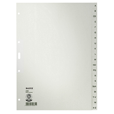 Leitz A-Z Register DIN A4 Tauenpapier, recycelt grau 20 Registerblätter