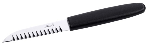 Buntschneidemesser/ Tomatenmesser mit schwarzem glasfaserverstärktem Polyamid-Griff, mit extra geschärfter, gehärteter Klinge aus