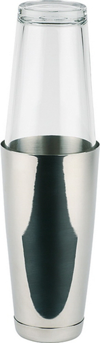 Boston Shaker, 2-teiliges Set Ø 9 cm, H: 30 cm - Edelstahlbecher, 700 ml - Glas, 400 ml spülmaschinengeeignet stapelbar