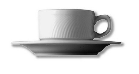 Milchkaffee-Obertasse - Inhalt 0,28 ltr , ohne Untertasse - Form SWING TIME - uni weiß -, Höhe 7,0 cm