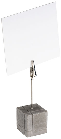 Kartenhalter, 4er Set 3 x 3 cm, H: 12 cm Beton, mit Klammer inklusive 30 Beschriftungskarten 10 x 8 cm (15x weiß und 15x