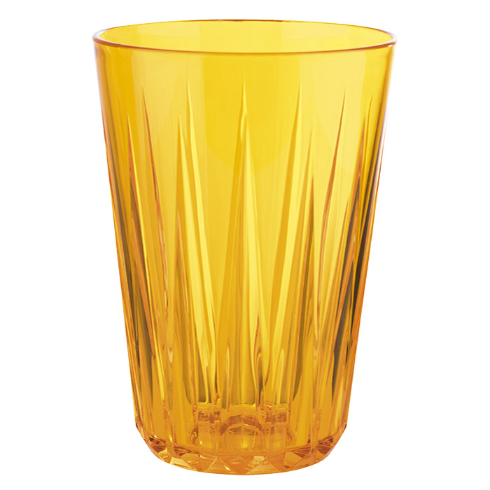 Trinkbecher -CRYSTAL- Ø 7 cm, H: 9,5 cm Tritan, Farbe: apricot, Inhalt: 0,15 Liter, BPA-Frei stoßfest, stapelbar, spülmaschinengeeignet