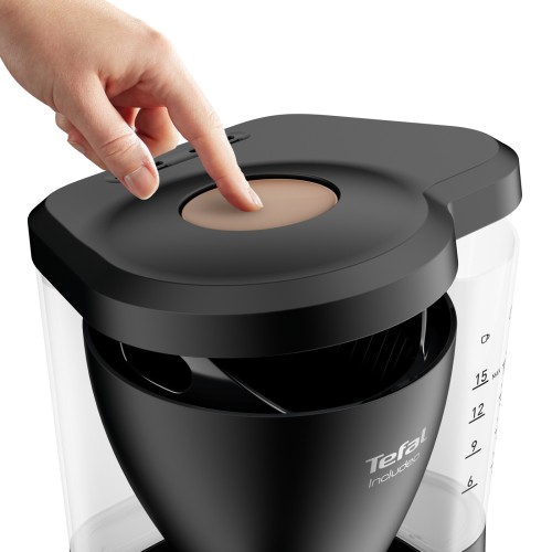 Incluedo Filterkaffeemaschine von Tefal, extrem einfach zu verwendende Kaffeemaschine für Links- und Rechtshänder, 1,25 l, 10 bis 15 Tassen,