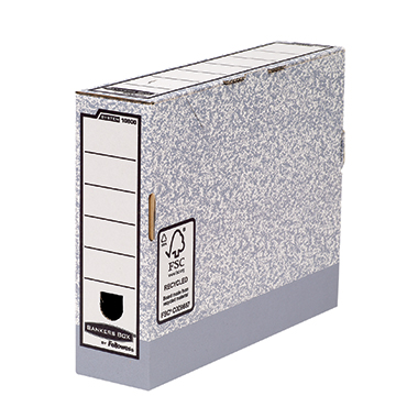 Bankers Box® Archivschachtel System 8 x 31,5 x 26 cm (B x H x T) DIN A4 mit Archivdruck Karton, 100 recycelt grau/weiß