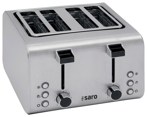 SARO Toaster Modell ARIS 4 - Material: (Gehäuse) Edelstahl - 4 Toastschlitze - Timer zum Einstellen des Bräunungsgrades - Auftaufunktion -