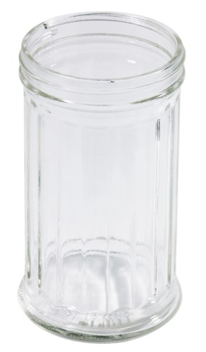 Ersatzglas zu Zuckerspender Pressglas mit Kappe aus Edelstahl 18/0, (Schraubverschluss), mit langem Dosierrohr, für