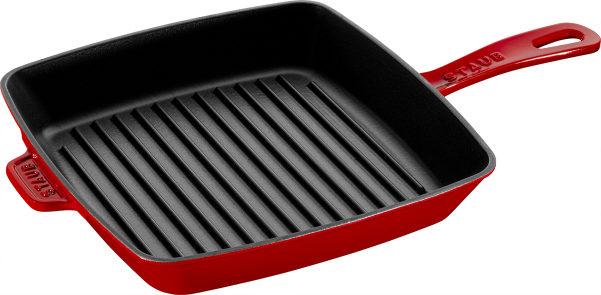 American Grill, 26 cm, quadratisch, Gusseisen, Kirsch-Rot, Serie: Grill Pans. Marke: Staub