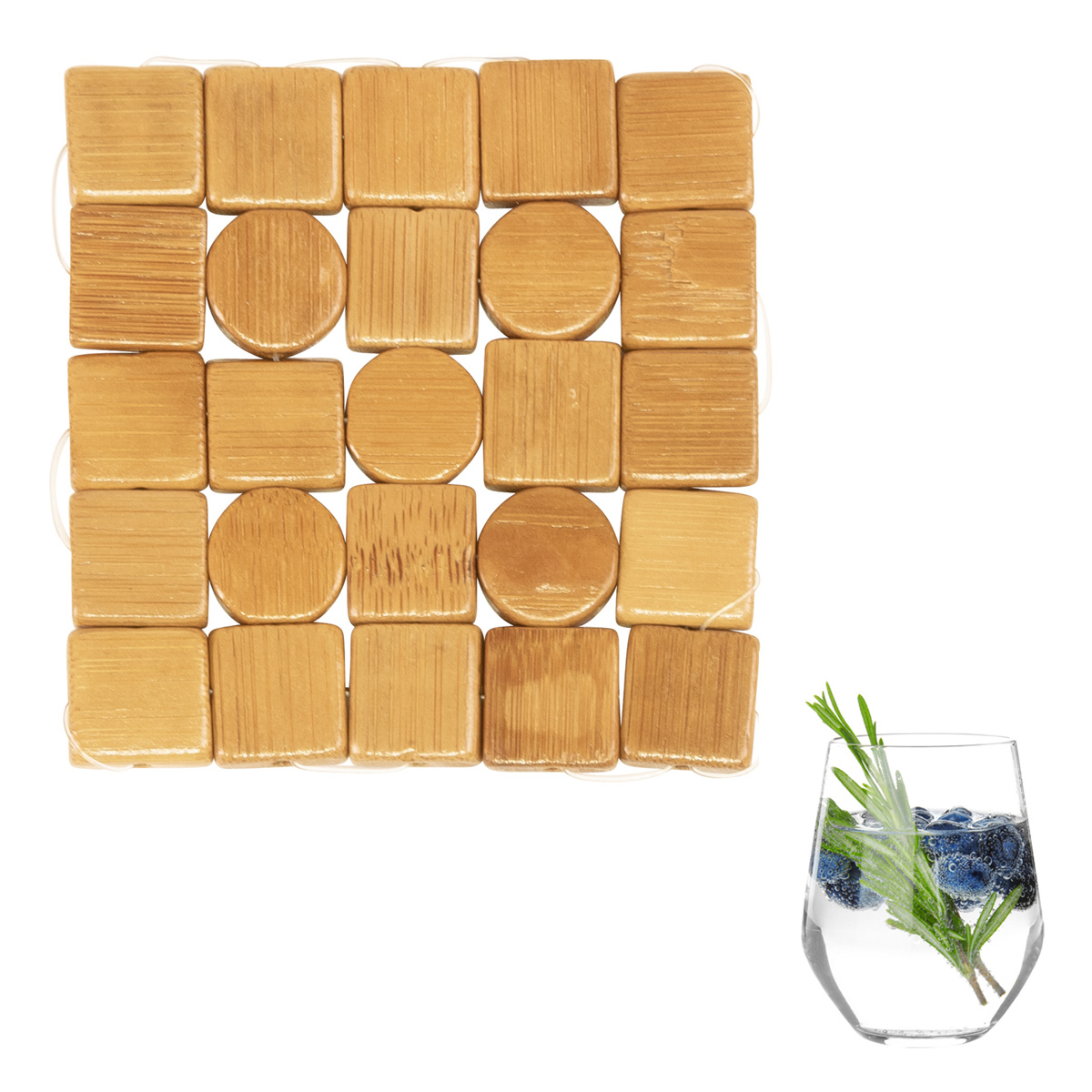 4 Bambus Untersetzer »Mosaik«, 10 x 10 cm