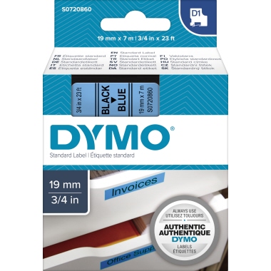 DYMO® Schriftbandkassette D1 19 mm x 7 m (B x L) blau schwarz