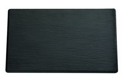 GN 1/3 Tablett -SLATE- 32,5 x 17,6 cm, H: 1 cm Melamin, schwarz, Schieferlook mit Antirutsch-Füßchen spülmaschinengeeignet