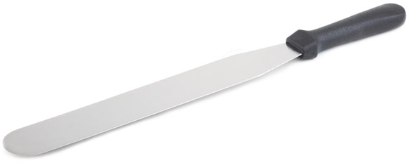 Streichpalette 25 x 4 cm, Länge 38 cm flexible Edelstahl-Klinge rutschfester Griff aus Polypropylen, schwarz hitzebeständig