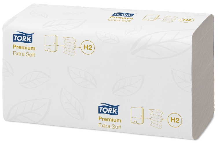 Tork Premium Interfold, extra weich hochweißes Handtuchpapier, 2-lagig TAD-Qualität aus Zellstoff, Tuchabmessung