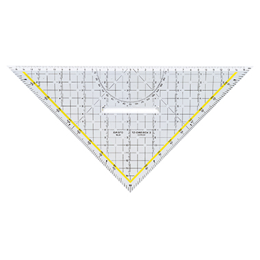 Aristo Geometriedreieck 32,5cm mit farbig hinterlegten Winkelgraden mit Griff Plexiglas glasklar, mit farbig