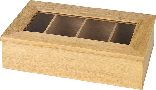 Teebox 35,5 x 20 cm, H: 9 cm Holz, mit Sichtfenster ohne Aufschrift nicht spülmaschinengeeignet Farbe: Braun Farbe: