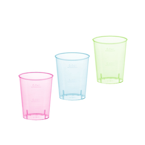 40 Gläser für Schnaps, PS 4 cl Ø 4,2 cm · 5,2 cm farbig sortiert von Starpak