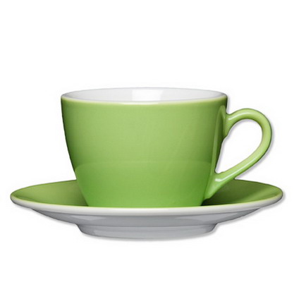 Kaffeetasse 0,21 l mit Untertasse 14,5 cm, Farbe: light green / hellgrün, Form: Eschenbach Coffeeshop Color.